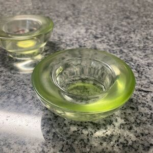 Green Glass Tealight Holders